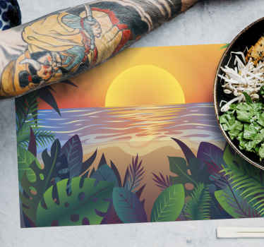 Mantel individual vintage con puesta de sol - TenVinilo