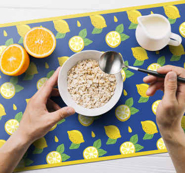 Blue and Yellow Lemons citrus placemats - TenStickers
