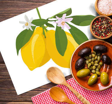 Individuais de mesa de cítricos Limão floral - TenStickers