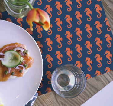 Mantel individual rectangular Patrón de caballito de mar naranja - TenVinilo