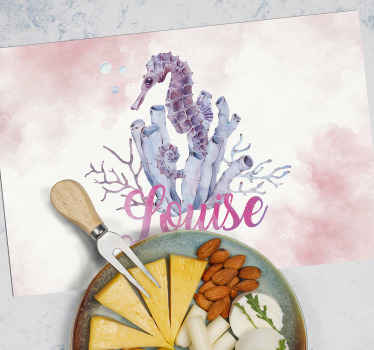 Watercolor Seahorse NAME Personalised placemats - TenStickers