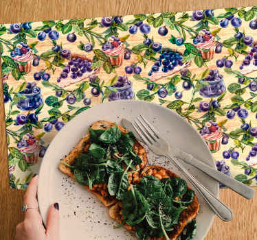 Blåbær grene vinyl dækkeservietter - TenStickers