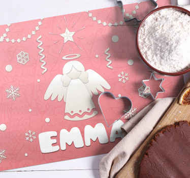 Manteles individuales navideños Ángeles y árboles navideños con t - TenVinilo