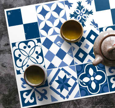 Flower white and blue  modern placemats - TenStickers