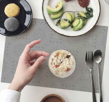 Manteles individuales elegantes Gris claro con formas florales - TenVinilo