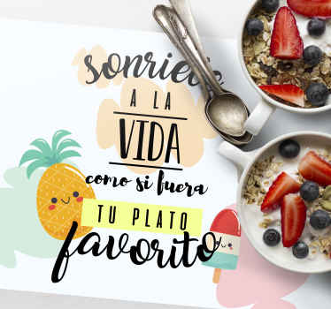 Manteles individuales frases Frase sonreír a la vida - TenVinilo