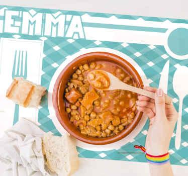 Manteles individuales con nombre Ajuste de la placa - TenVinilo