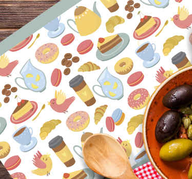 Coffee cake and birds modern placemats - TenStickers