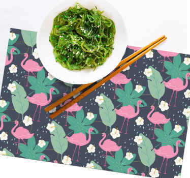 Flamingos on dark background original placemats - TenStickers