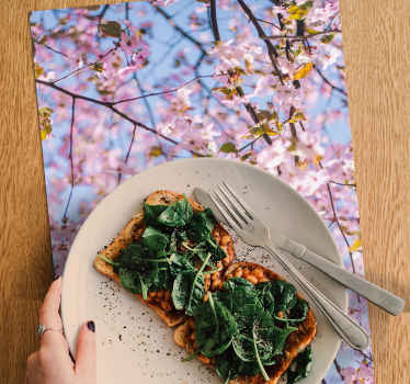 Individuais de mesa modernos Flores de cerejeira em fundo azul - TenStickers