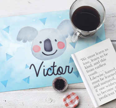 Manteles individuales con nombre Para niños koala con nombre - TenVinilo