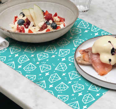 Manteles individuales originales Diamantes sobre fondo turquesa - TenVinilo