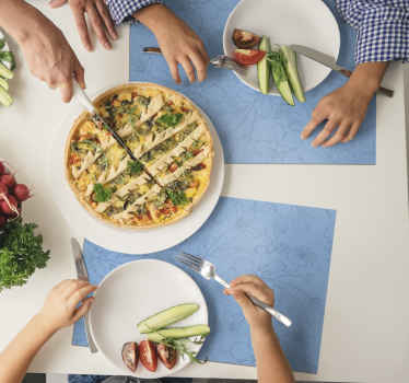 Individuais de mesa elegantes Padrão floral azul - TenStickers