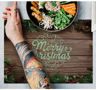 Wood decoration with text Christmas placemats - TenStickers