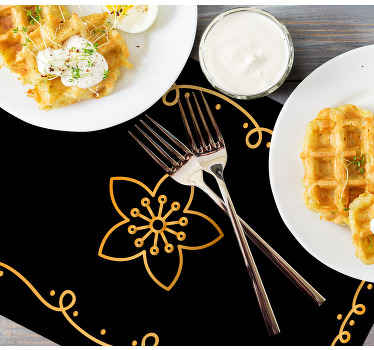 Mantel individual moderno Gran flor dorada - TenVinilo