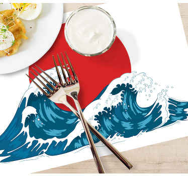 Individuais de mesa para restaurantes Oceano ondas grandes japone - TenStickers