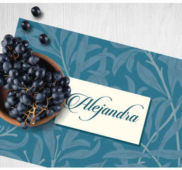 Manteles individuales con nombre Insignia decorada con hojas - TenVinilo