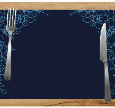 Individuais de mesa elegantes Flores azul marinho - TenStickers