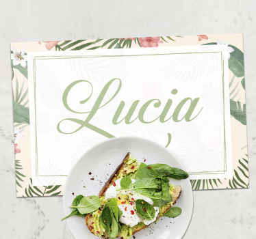 Manteles individuales con nombre Marco florido - TenVinilo