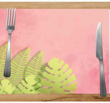 Pink background monstera Vinyl placemats - TenStickers