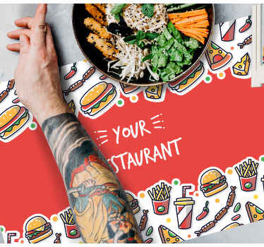 Manteles individuales con nombre Comida rapida con nombre - TenVinilo