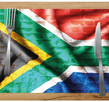 South Africa Flag on Brick textured placemats - TenStickers