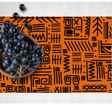 Individuais de mesa de texturas Negra e laranja étnica africana - TenStickers