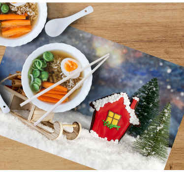 Cartoon house in winter Christmas placemats - TenStickers