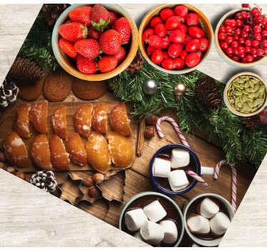 Food on wood table Christmas placemats - TenStickers