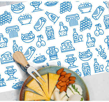 ελληνικά τρόφιμα εικονίδια μοντέρνα πλακάτ - TenStickers