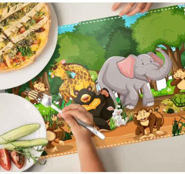 Mantel individual infantil Grupo de animales salvajes - TenVinilo