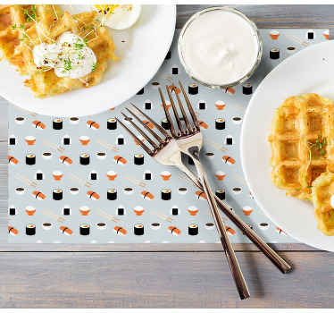 individuais de mesa de vinil de sushi fofos - TenStickers