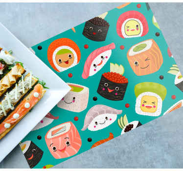 Sushi com rostos individuais de mesa de vinil - TenStickers