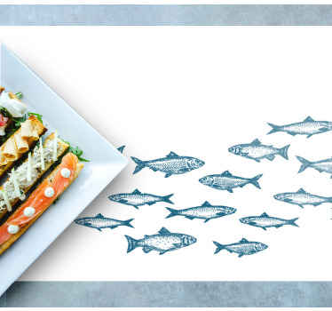 Individuais de mesa retangulares Cardume de peixes onda - TenStickers