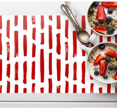 Individuais de mesa modernos Listra vermelha e branca - TenStickers