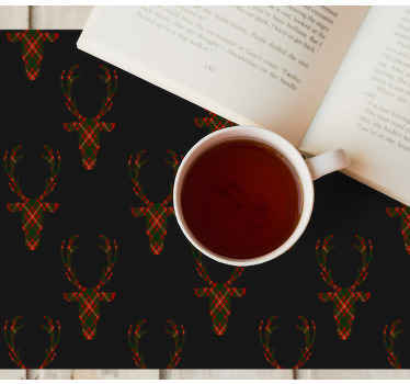 Plaid deer head elegant placemats - TenStickers
