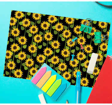 Mantel individual moderno Girasoles sobre fondo negro - TenVinilo