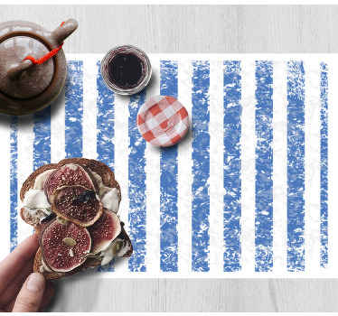 Mantel individual elegante Rayas azules y fondo blanco - TenVinilo