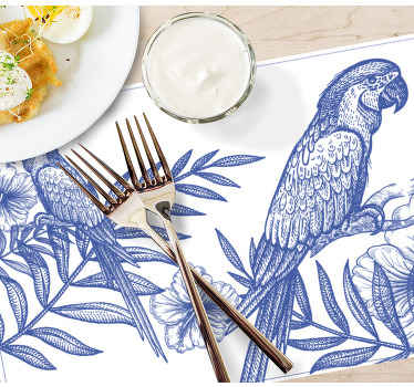 Blå fugler på planter spisebrikke elegant - Tenstickers