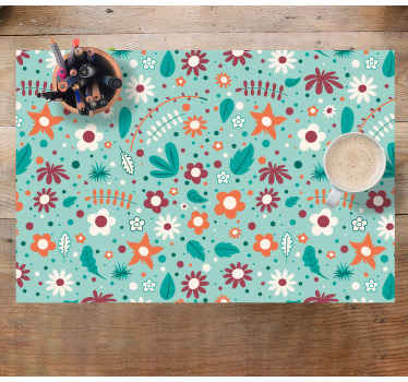 Mantel individual moderno Conjunto de flores para niños - TenVinilo