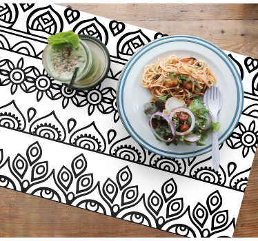 Mantel individual elegante Mandala blanco y negro - TenVinilo