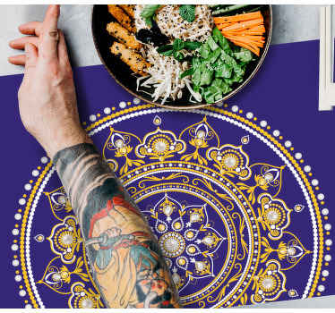 Tischset elegant Lila und goldenes indien-muster - TenStickers