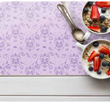 Mantel individual moderno Dibujos animados de gato bruja - TenVinilo