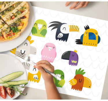 Pasari exotice desene animate placemats moderne - TenStickers