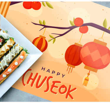 행복한 추석 사과 인용 플레이스 매트 - TenStickers