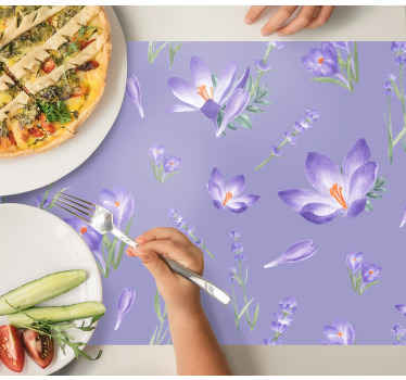 Vintage lilla blomster spisebrikke original - Tenstickers