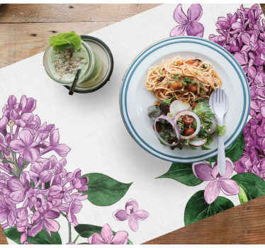 Lilla og grønne blomster originale dækkeservietter - TenStickers