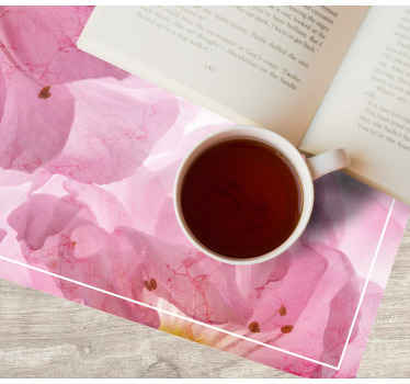 Lyserøde blomster med blade originale dækkeservietter - TenStickers