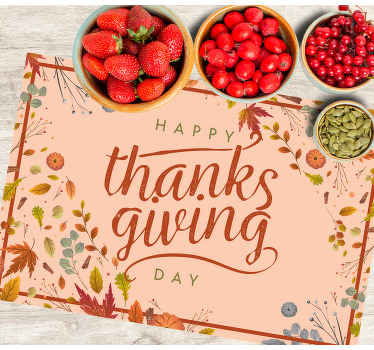 Cute pink thanksgiving Vinyl placemats - TenStickers