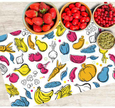 Fruits and vegetables mixed original placemats - TenStickers